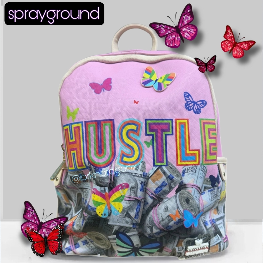 Sprayground Pink Butterfly Hustle Backpack Limited Edition Special Collab - Picture 9 of 9